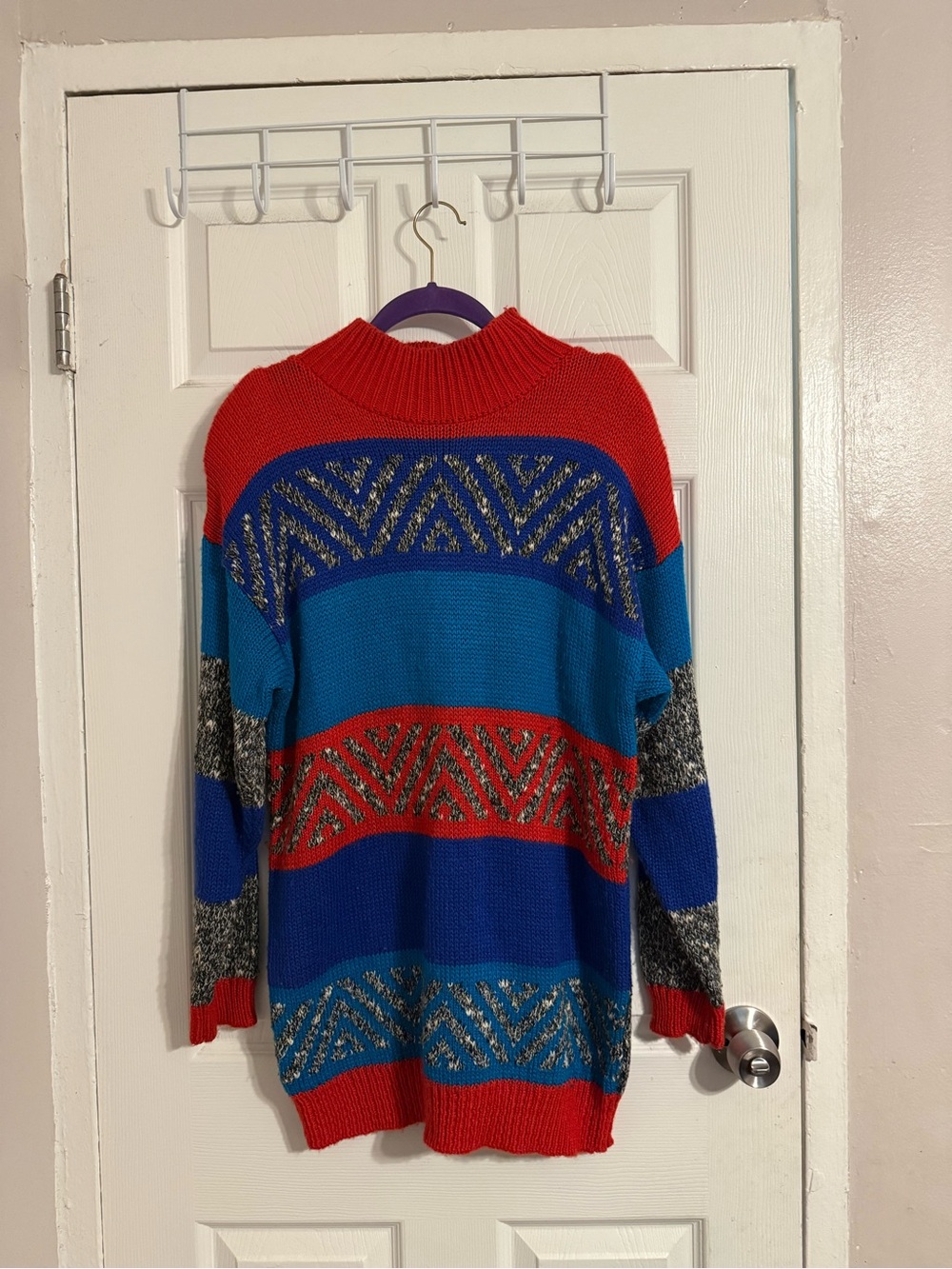 Vintage D.D. Sloane Red Knit Sweater - Crew Neck with shoulder pads